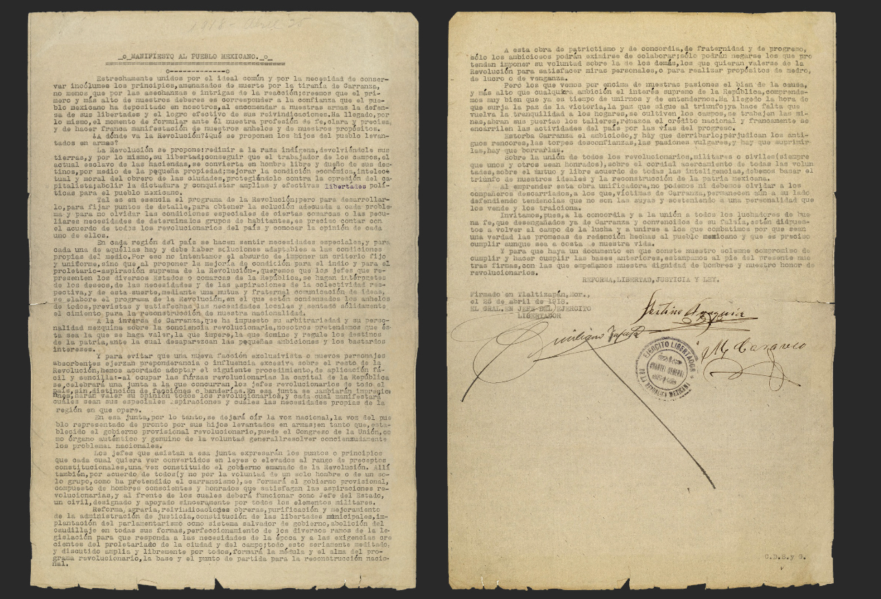 Manifiesto de Emiliano Zapata al Pueblo Mexicano, 1918