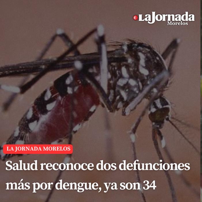 Salud reconoce dos defunciones más por dengue, ya son 34