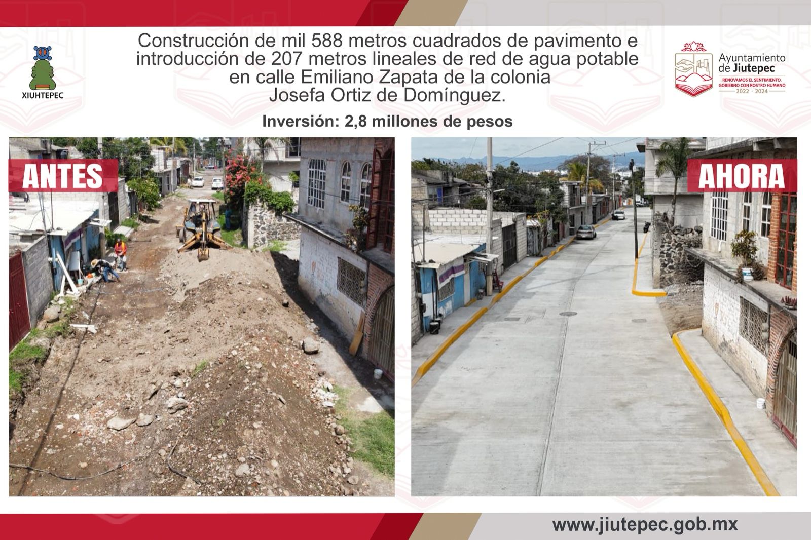 Alcalde Rafael Reyes inaugura obras en la colonia Josefa Ortiz de Domínguez
