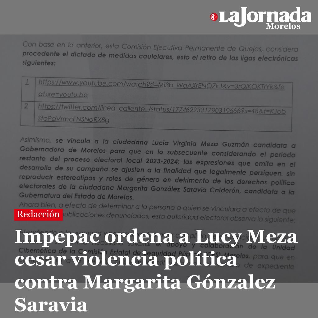 Impepac ordena a Lucy Meza cesar violencia política contra Margarita Gónzalez Saravia